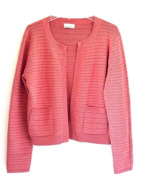 Becool Coral Knit Open-Front Cardigan with Pockets